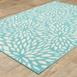 2' X 3' Blue and Ivory Floral Stain Resistant Indoor Outdoor Area Rug - Homeroots - Flyclothing LLC
