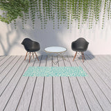 2' X 8' Blue and Ivory Floral Stain Resistant Indoor Outdoor Area Rug - Homeroots - Flyclothing LLC