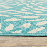 2' X 8' Blue and Ivory Floral Stain Resistant Indoor Outdoor Area Rug - Homeroots - Flyclothing LLC