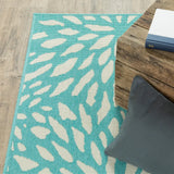 2' X 8' Blue and Ivory Floral Stain Resistant Indoor Outdoor Area Rug - Homeroots - Flyclothing LLC