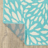 2' X 8' Blue and Ivory Floral Stain Resistant Indoor Outdoor Area Rug - Homeroots - Flyclothing LLC
