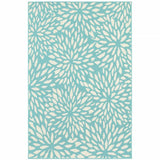4' X 6' Blue and Ivory Floral Stain Resistant Indoor Outdoor Area Rug - Homeroots - Flyclothing LLC