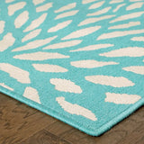 7' x 10' Blue and Ivory Floral Stain Resistant Indoor Outdoor Area Rug - Homeroots - Flyclothing LLC