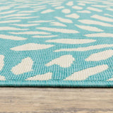 8' X 8' Blue and Ivory Round Floral Stain Resistant Indoor Outdoor Area Rug - Homeroots - Flyclothing LLC