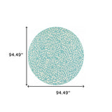 8' X 8' Blue and Ivory Round Floral Stain Resistant Indoor Outdoor Area Rug - Homeroots - Flyclothing LLC