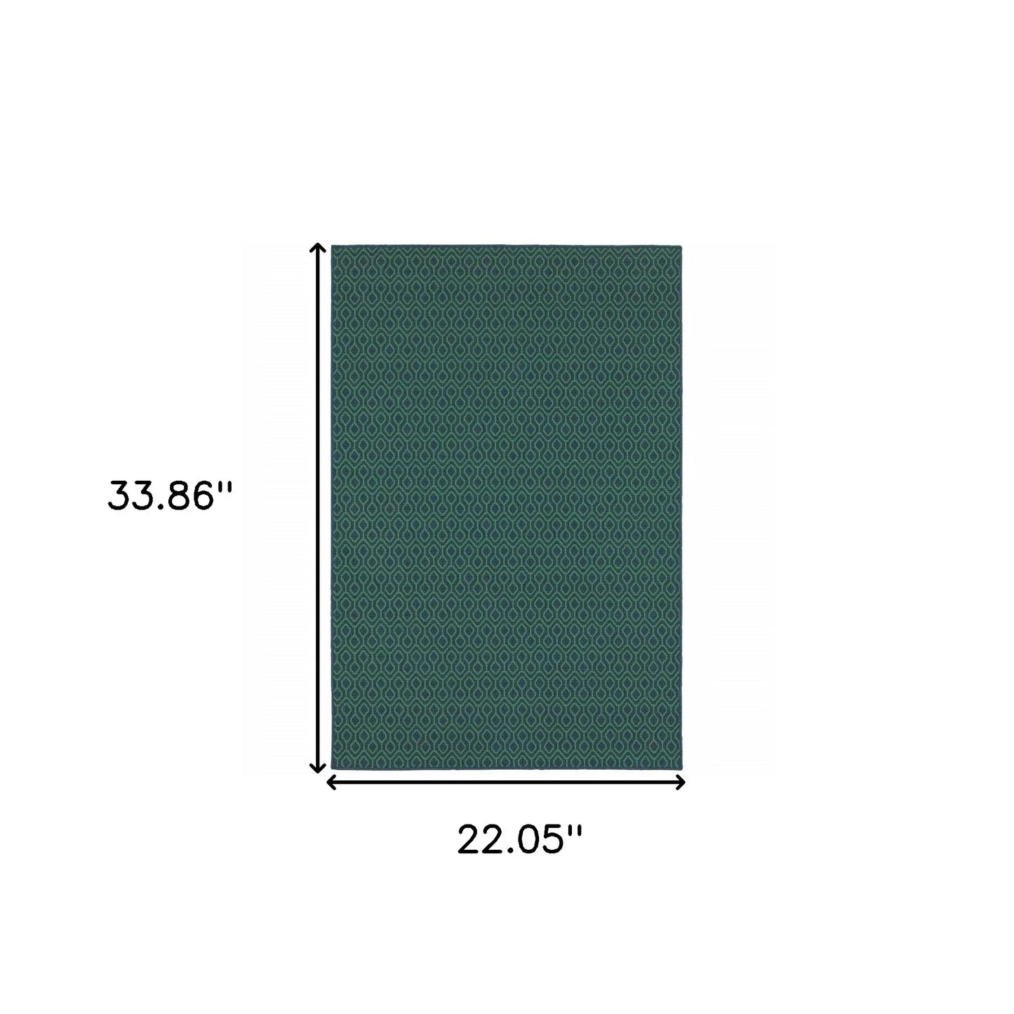 2' X 3' Blue and Green Geometric Stain Resistant Indoor Outdoor Area Rug - Homeroots - Flyclothing LLC