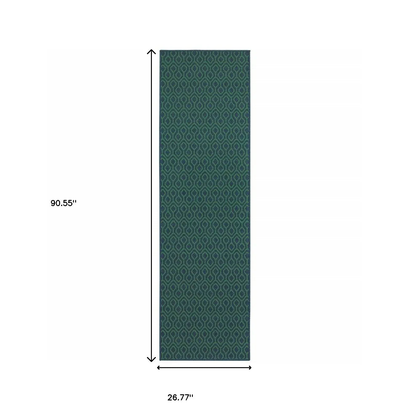2' X 8' Blue and Green Geometric Stain Resistant Indoor Outdoor Area Rug - Homeroots - Flyclothing LLC