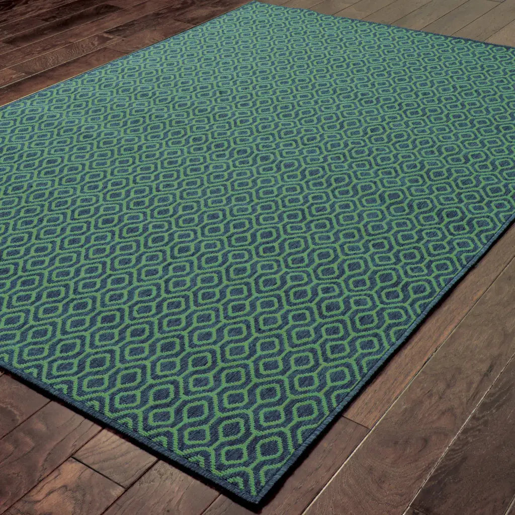 4' X 6' Blue and Green Geometric Stain Resistant Indoor Outdoor Area Rug - Homeroots - Flyclothing LLC