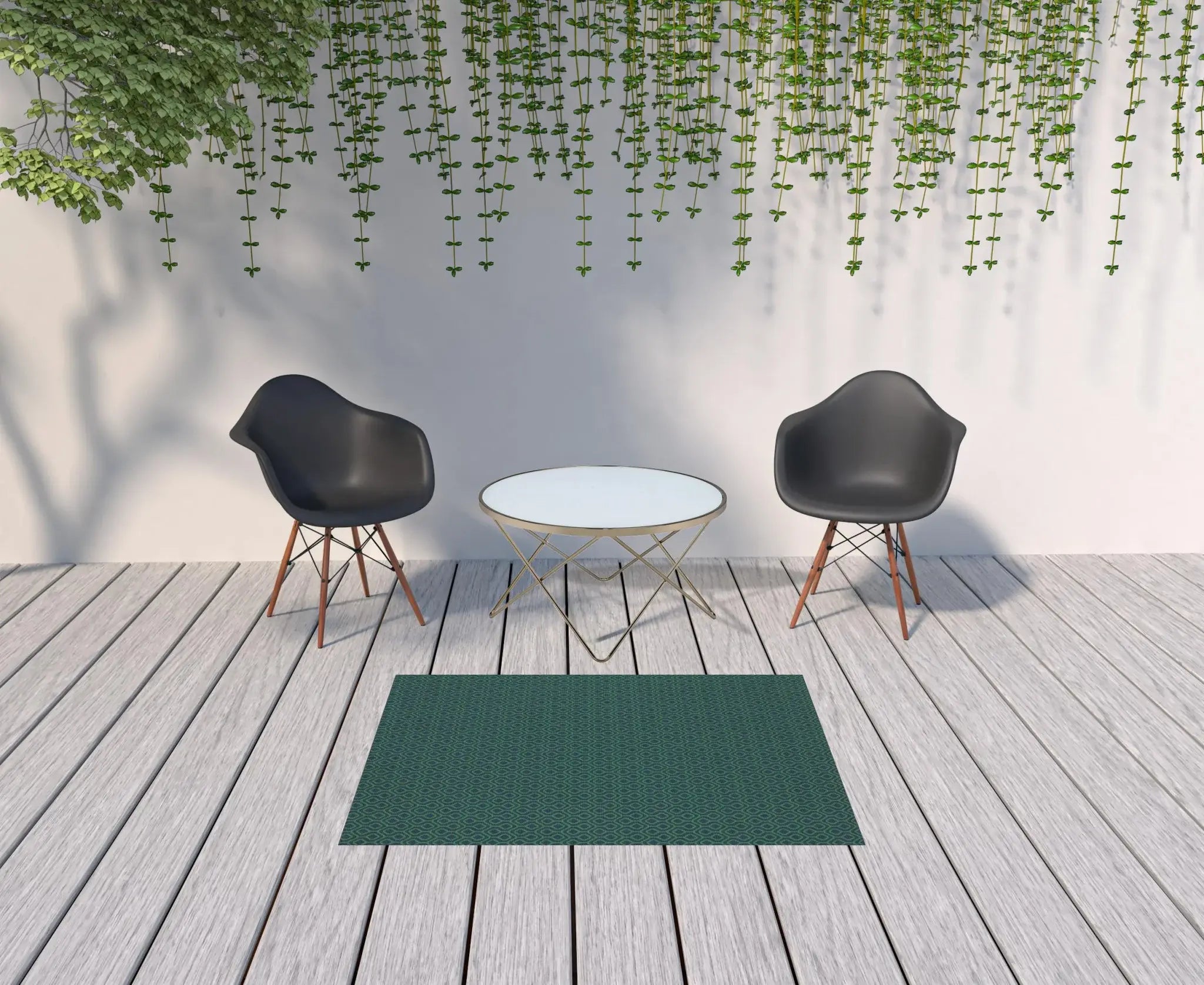 4' X 6' Blue and Green Geometric Stain Resistant Indoor Outdoor Area Rug - Homeroots - Flyclothing LLC