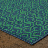 8' X 11' Blue and Green Geometric Stain Resistant Indoor Outdoor Area Rug - Homeroots - Flyclothing LLC