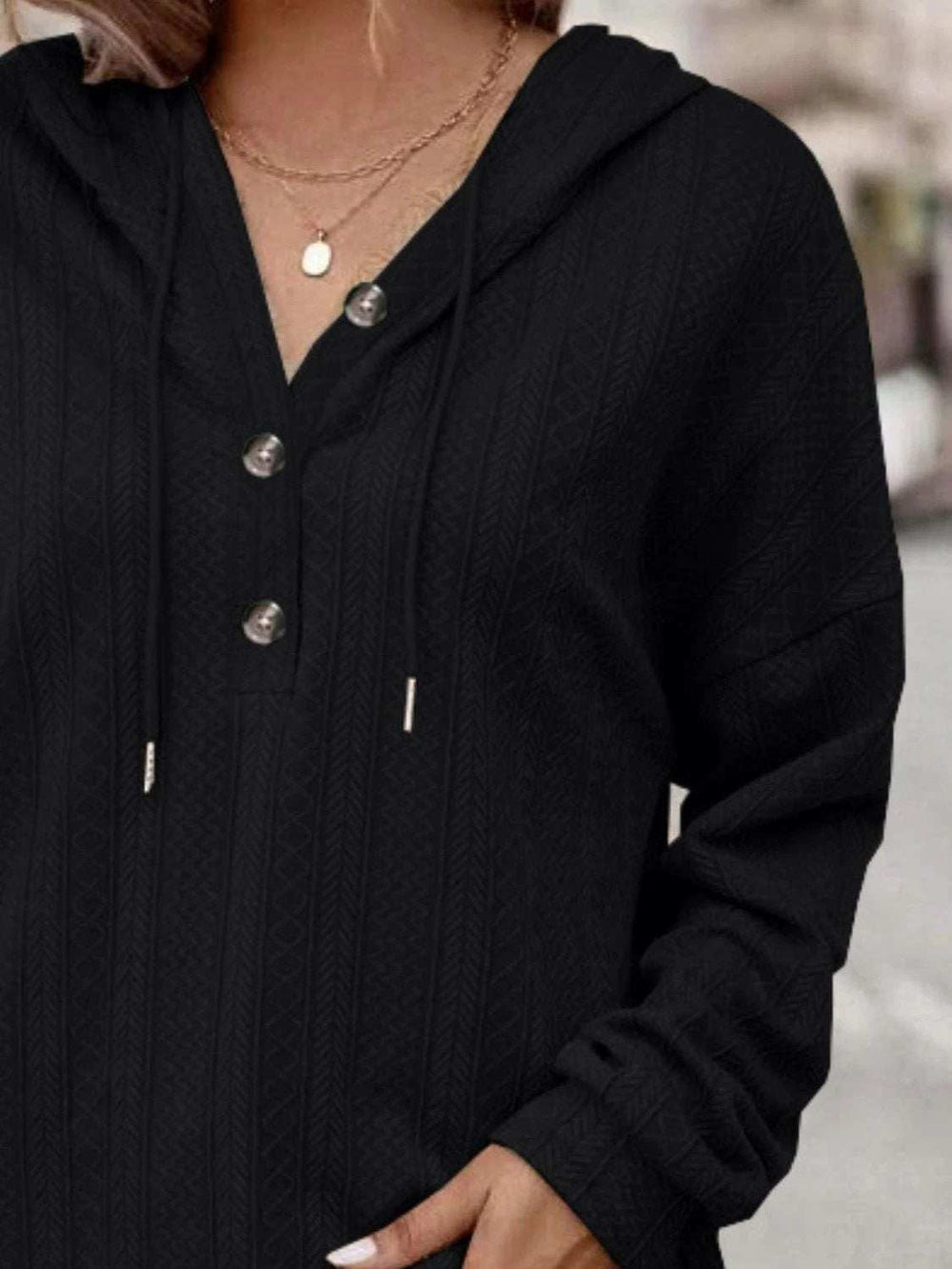 Drawstring Dropped Shoulder Long Sleeve Hoodie - Trendsi - Flyclothing LLC