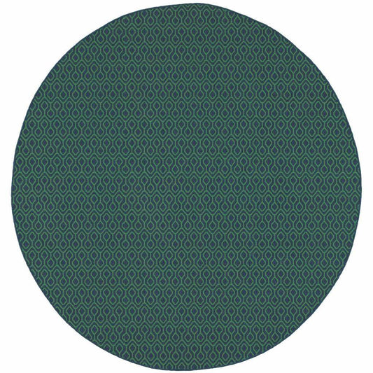 8' X 8' Blue and Green Round Geometric Stain Resistant Indoor Outdoor Area Rug - Homeroots - Flyclothing LLC