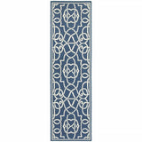 2' X 8' Blue and Ivory Geometric Stain Resistant Indoor Outdoor Area Rug - Homeroots - Flyclothing LLC