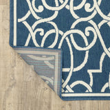 2' X 8' Blue and Ivory Geometric Stain Resistant Indoor Outdoor Area Rug - Homeroots - Flyclothing LLC