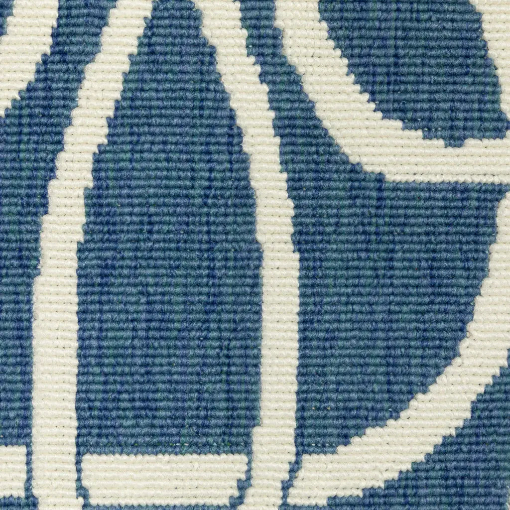 2' X 8' Blue and Ivory Geometric Stain Resistant Indoor Outdoor Area Rug - Homeroots - Flyclothing LLC
