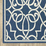 2' X 8' Blue and Ivory Geometric Stain Resistant Indoor Outdoor Area Rug - Homeroots - Flyclothing LLC