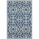 5' X 8' Blue and Ivory Geometric Stain Resistant Indoor Outdoor Area Rug - Homeroots - Flyclothing LLC
