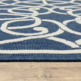 5' X 8' Blue and Ivory Geometric Stain Resistant Indoor Outdoor Area Rug - Homeroots - Flyclothing LLC