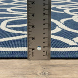 8' X 8' Blue and Ivory Round Geometric Stain Resistant Indoor Outdoor Area Rug - Homeroots - Flyclothing LLC