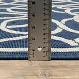 8' X 8' Blue and Ivory Round Geometric Stain Resistant Indoor Outdoor Area Rug - Homeroots - Flyclothing LLC