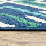 2' X 8' Blue and Ivory Geometric Stain Resistant Indoor Outdoor Area Rug - Homeroots