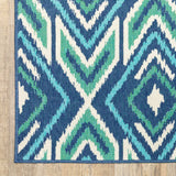 2' X 8' Blue and Ivory Geometric Stain Resistant Indoor Outdoor Area Rug - Homeroots - Flyclothing LLC