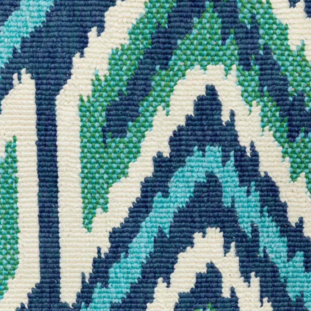 8' X 8' Blue and Ivory Round Geometric Stain Resistant Indoor Outdoor Area Rug - Homeroots - Flyclothing LLC