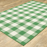2' X 3' Green and Ivory Geometric Stain Resistant Indoor Outdoor Area Rug - Homeroots