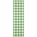2' X 8' Green and Ivory Geometric Stain Resistant Indoor Outdoor Area Rug - Homeroots - Flyclothing LLC
