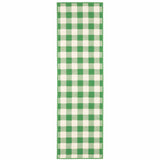2' X 8' Green and Ivory Geometric Stain Resistant Indoor Outdoor Area Rug - Homeroots