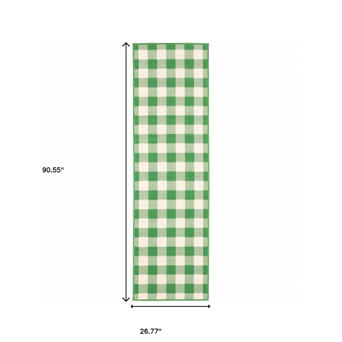 2' X 8' Green and Ivory Geometric Stain Resistant Indoor Outdoor Area Rug - Homeroots - Flyclothing LLC