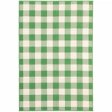 8' X 11' Green and Ivory Geometric Stain Resistant Indoor Outdoor Area Rug - Homeroots - Flyclothing LLC