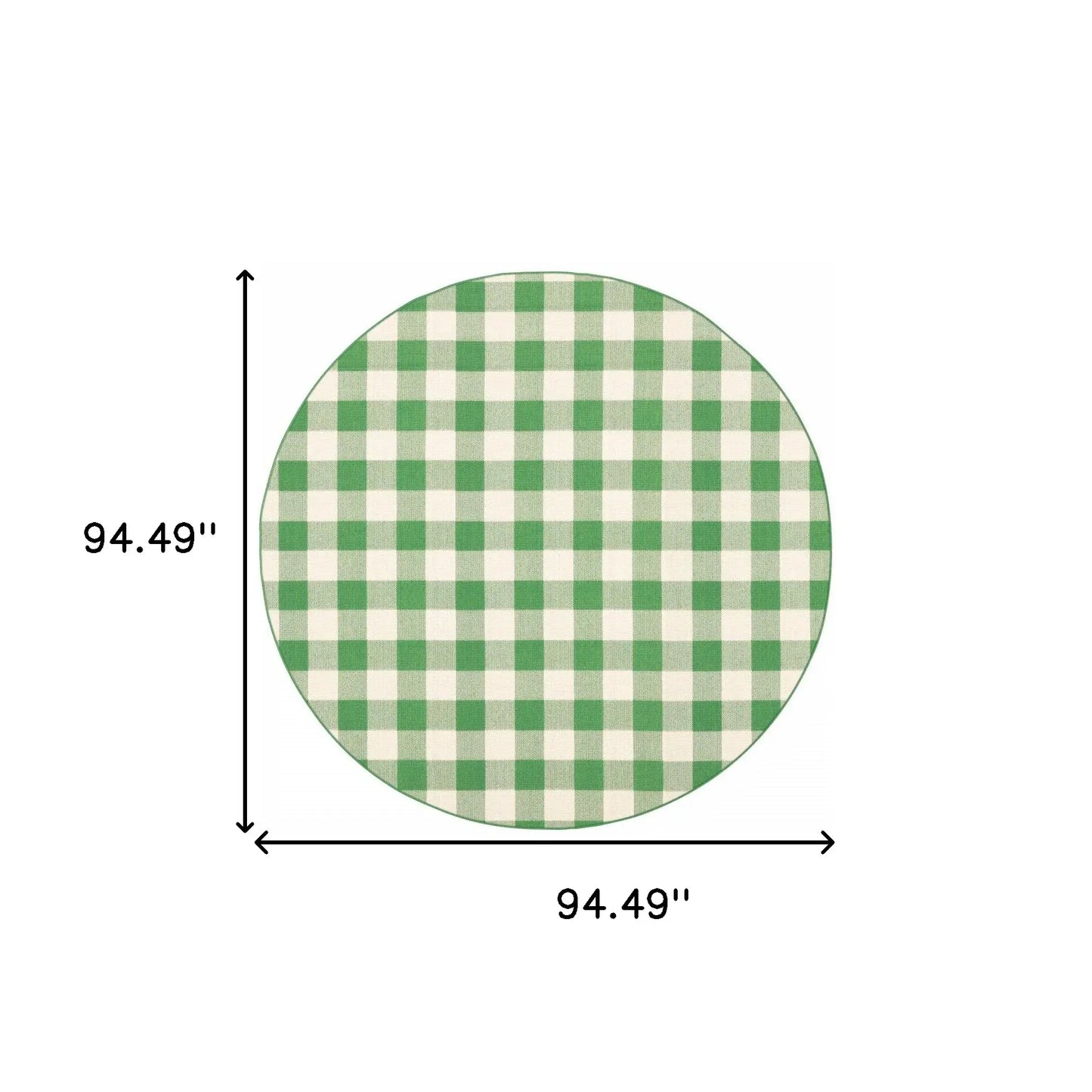 8' X 8' Green and Ivory Round Geometric Stain Resistant Indoor Outdoor Area Rug - Homeroots - Flyclothing LLC