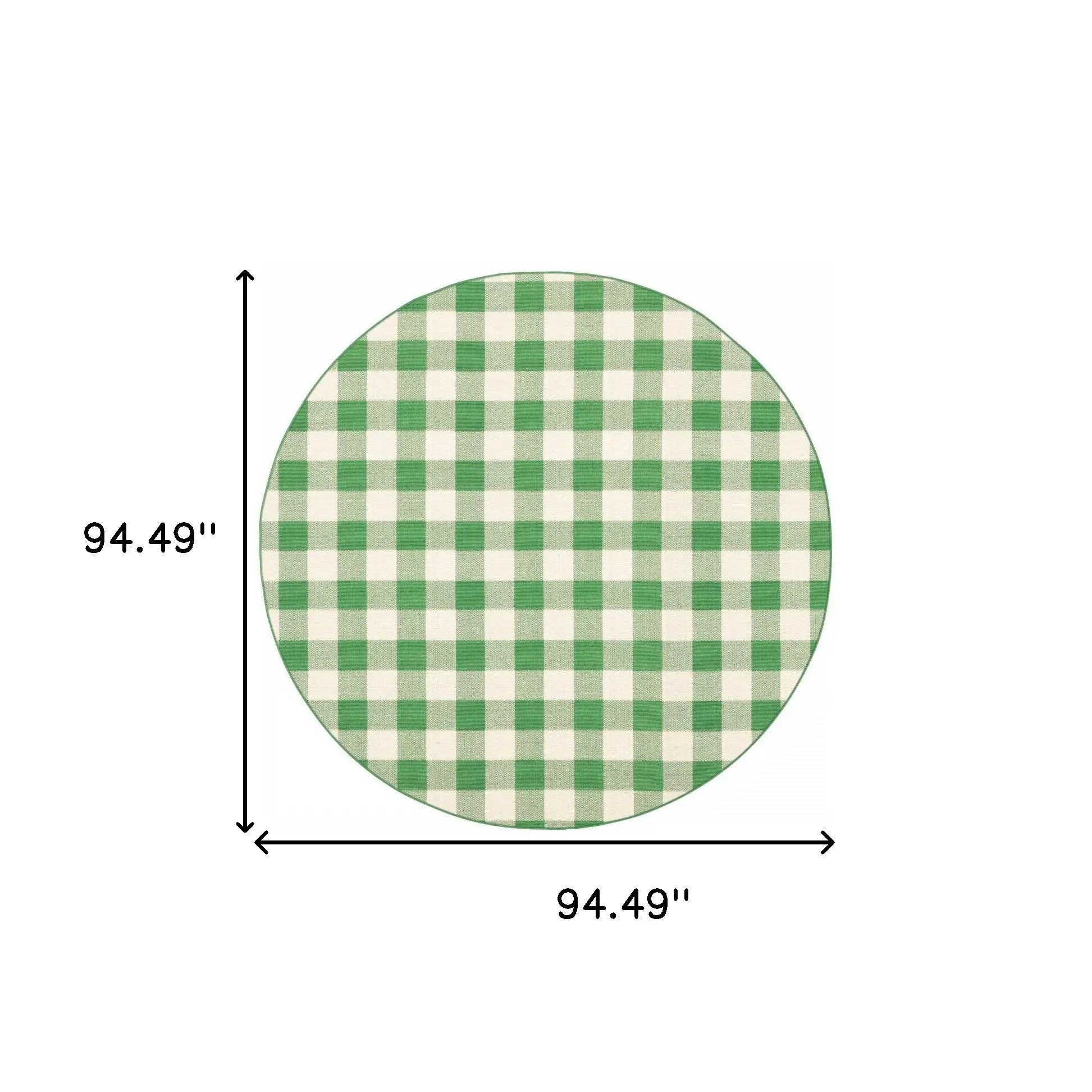 8' X 8' Green and Ivory Round Geometric Stain Resistant Indoor Outdoor Area Rug - Homeroots - Flyclothing LLC