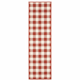 2' X 8' Red and Ivory Geometric Stain Resistant Indoor Outdoor Area Rug