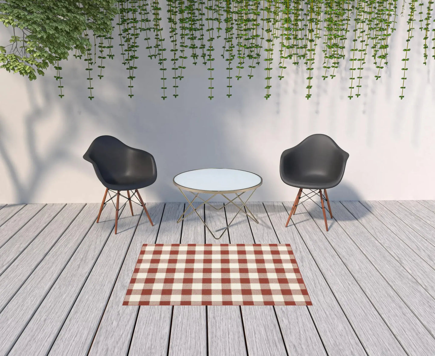 4' X 6' Red and Ivory Geometric Stain Resistant Indoor Outdoor Area Rug - Homeroots - Flyclothing LLC