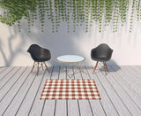 4' X 6' Red and Ivory Geometric Stain Resistant Indoor Outdoor Area Rug - Homeroots - Flyclothing LLC
