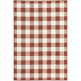 8' X 11' Red and Ivory Geometric Stain Resistant Indoor Outdoor Area Rug - Homeroots