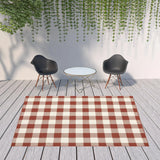 8' X 11' Red and Ivory Geometric Stain Resistant Indoor Outdoor Area Rug - Homeroots - Flyclothing LLC