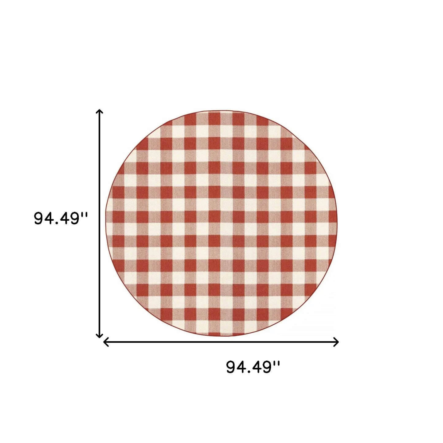 8' X 8' Red and Ivory Round Geometric Stain Resistant Indoor Outdoor Area Rug - Homeroots - Flyclothing LLC