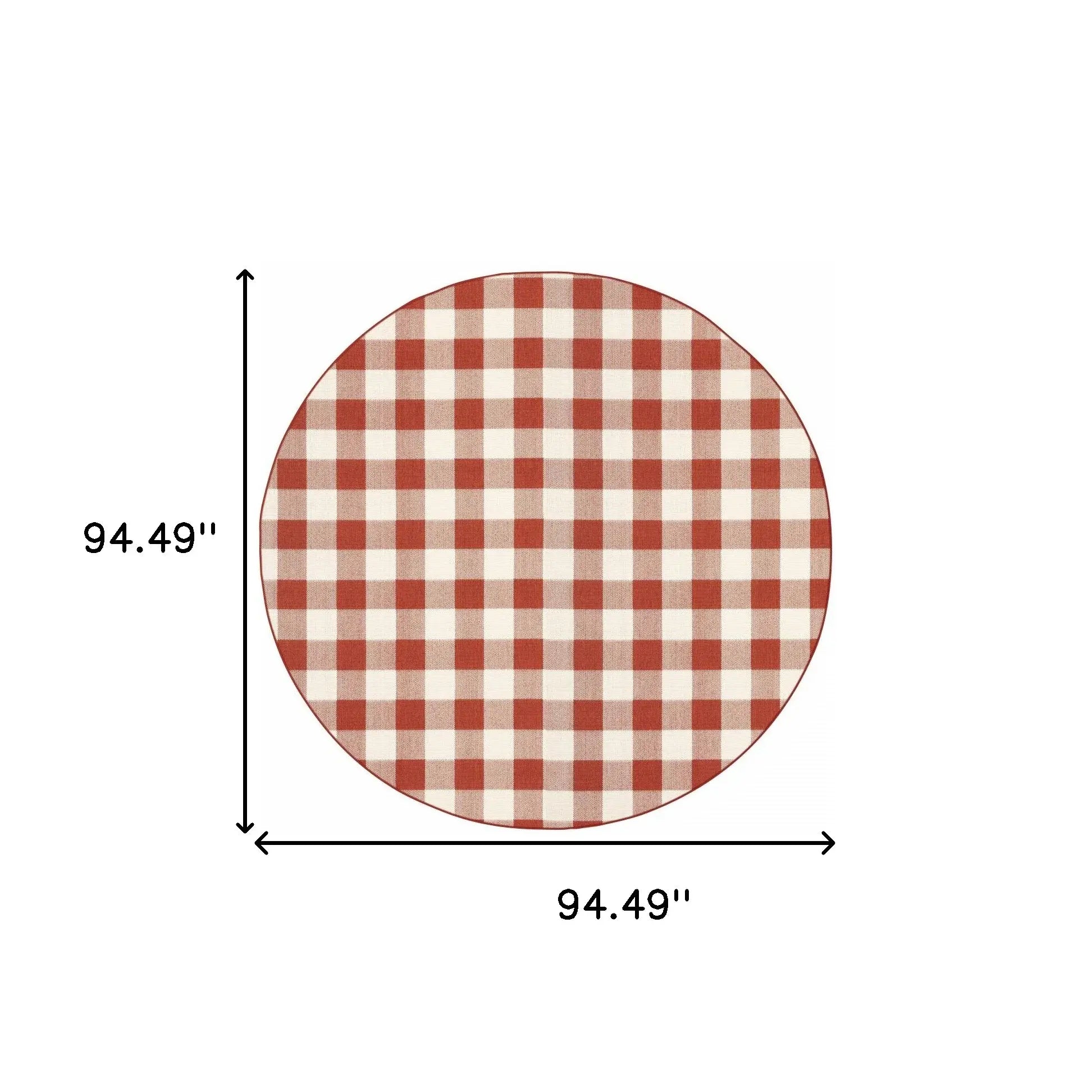 8' X 8' Red and Ivory Round Geometric Stain Resistant Indoor Outdoor Area Rug - Homeroots - Flyclothing LLC