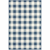 2' X 3' Blue and Ivory Geometric Stain Resistant Indoor Outdoor Area Rug - Homeroots - Flyclothing LLC