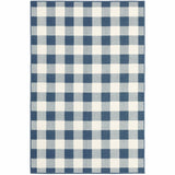 2' X 3' Blue and Ivory Geometric Stain Resistant Indoor Outdoor Area Rug - Homeroots