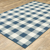 2' X 3' Blue and Ivory Geometric Stain Resistant Indoor Outdoor Area Rug - Homeroots - Flyclothing LLC