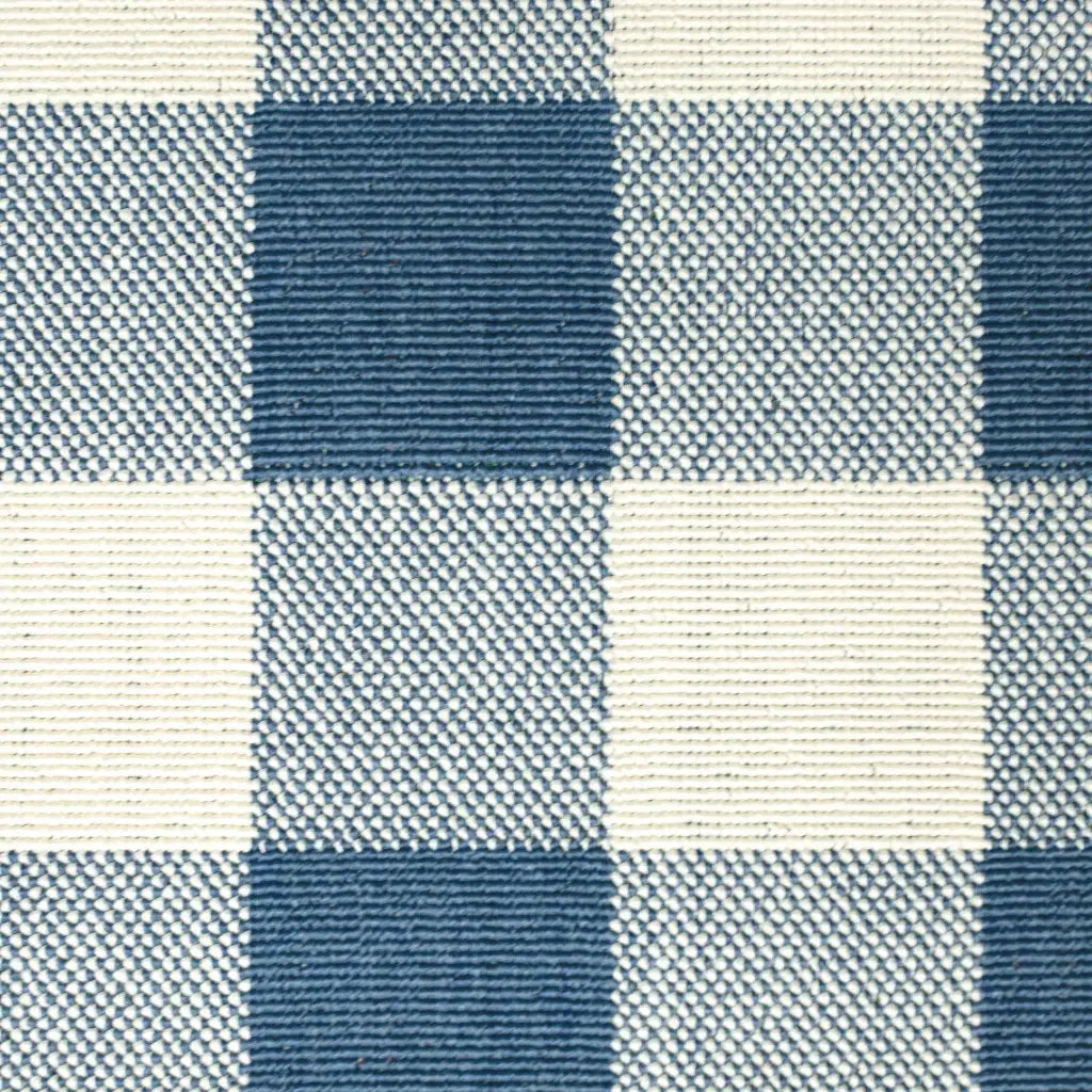 2' X 3' Blue and Ivory Geometric Stain Resistant Indoor Outdoor Area Rug - Homeroots - Flyclothing LLC