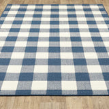 2' X 3' Blue and Ivory Geometric Stain Resistant Indoor Outdoor Area Rug - Homeroots - Flyclothing LLC