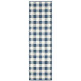 2' X 8' Blue and Ivory Geometric Stain Resistant Indoor Outdoor Area Rug - Homeroots - Flyclothing LLC