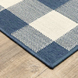 2' X 8' Blue and Ivory Geometric Stain Resistant Indoor Outdoor Area Rug - Homeroots - Flyclothing LLC