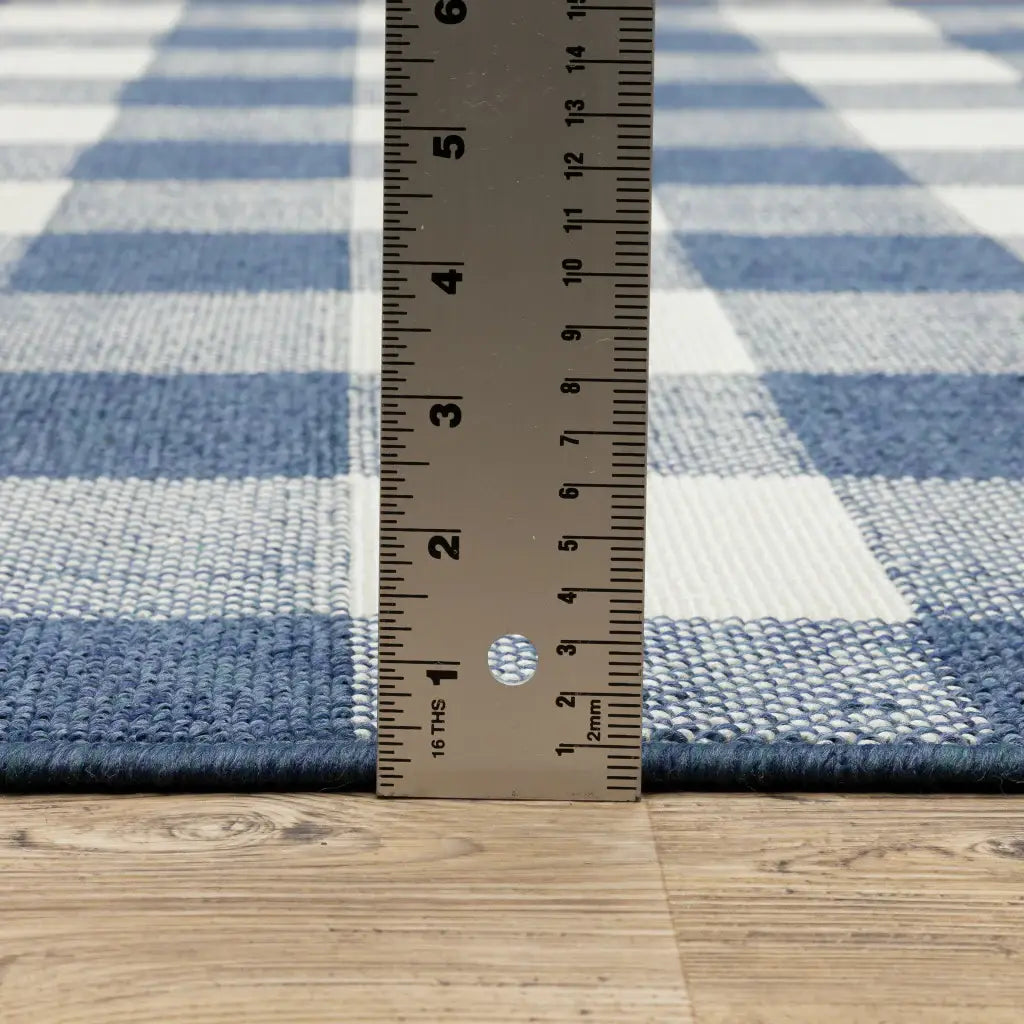 2' X 8' Blue and Ivory Geometric Stain Resistant Indoor Outdoor Area Rug - Homeroots - Flyclothing LLC