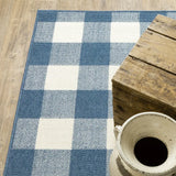 4' X 6' Blue and Ivory Geometric Stain Resistant Indoor Outdoor Area Rug - Homeroots - Flyclothing LLC